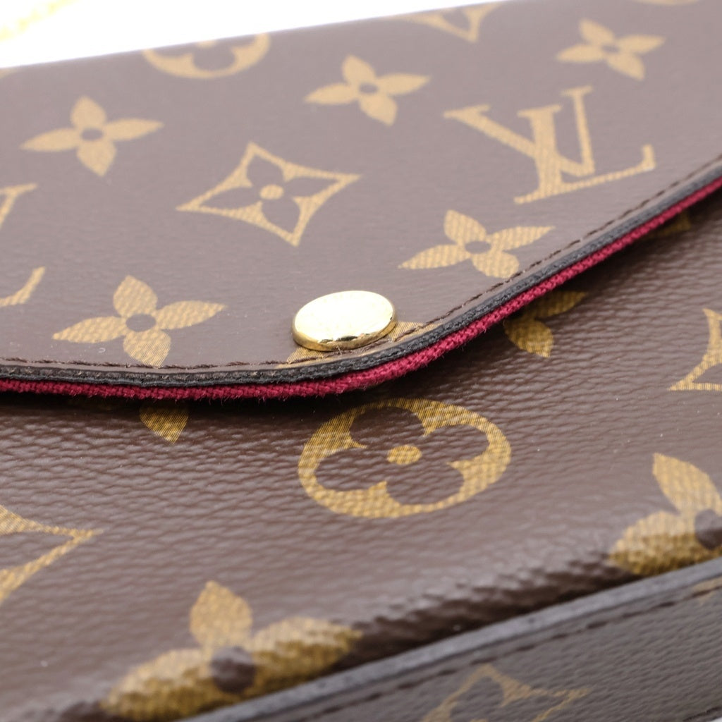 LOUIS VUITTON(ルイヴィトン) モノグラム ポシェット・フェリシー チェーンショルダーバッグ ショルダーウォレット ブラウン PVC レザー M81896 ゴールド金具 レディース