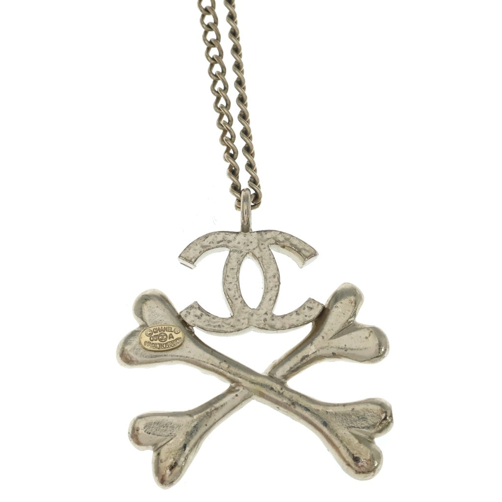 CHANEL(シャネル) ココマーク ラインストーン クロスボーン ネックレス ペンダント チェーン ゴールド レディース