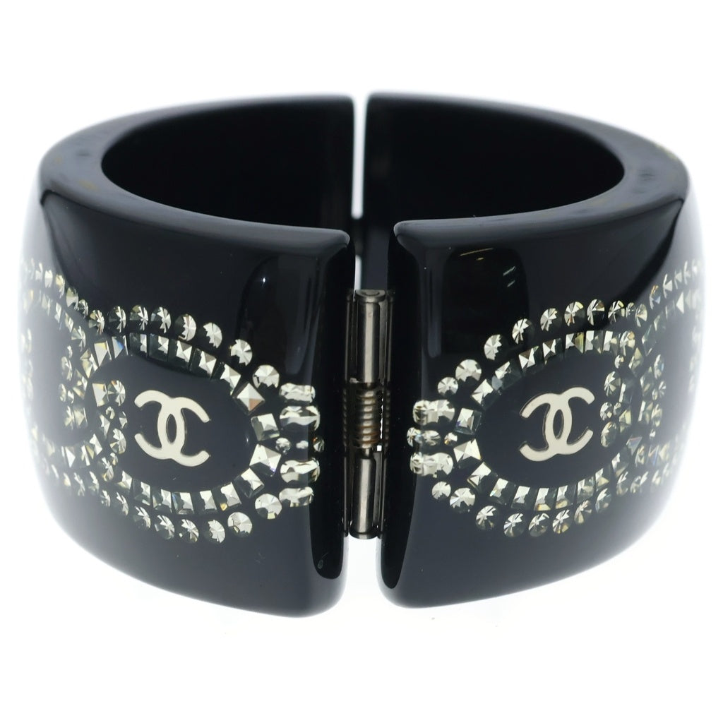 CHANEL(シャネル) ココマーク ラインストーン バングル ブレスレット ブラック レディース