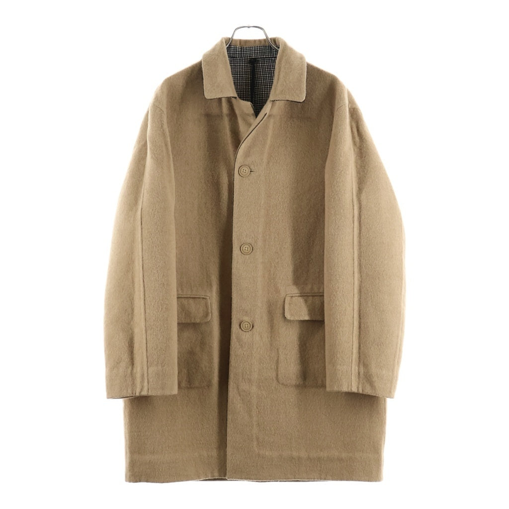 FENDI(フェンディ) リバーシブルステンカラーコート ウール キャメル チェック柄 グレー/ブラウン 12CPF-21-1492