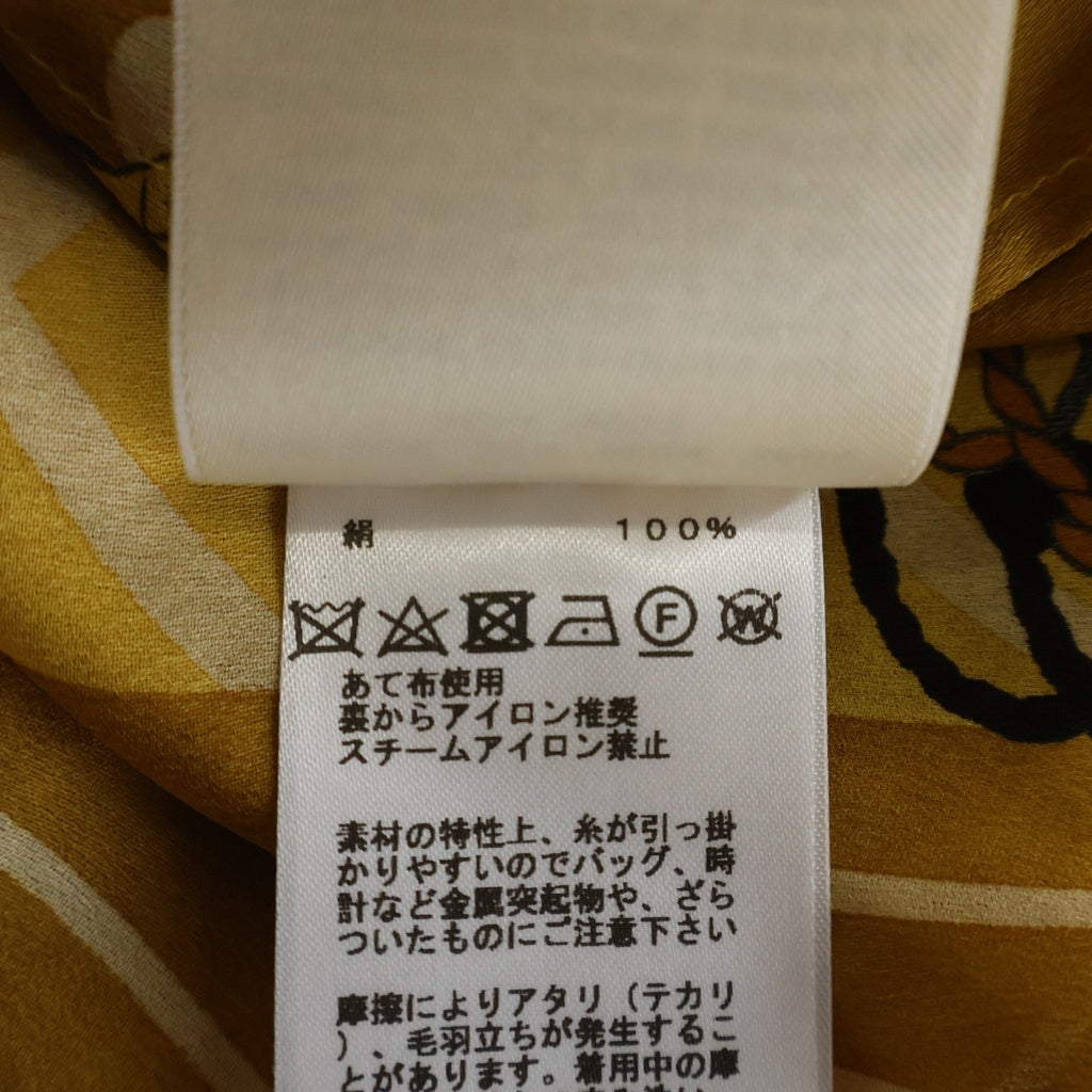 HERMES(エルメス) 長袖総柄シルクシャツ イエロー シルク 3H0610DG レディース
