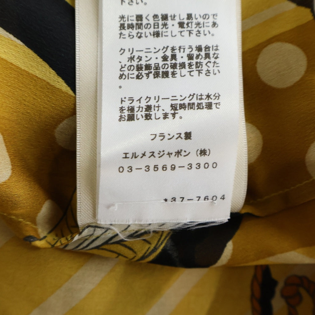 HERMES(エルメス) 長袖総柄シルクシャツ イエロー シルク 3H0610DG レディース