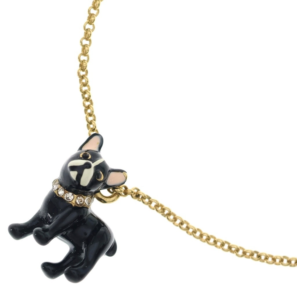 Kate Spade(ケイトスペード) 犬モチーフ フレンチブルドッグ ネックレス ペンダント チェーン ブラック×ゴールド レディース