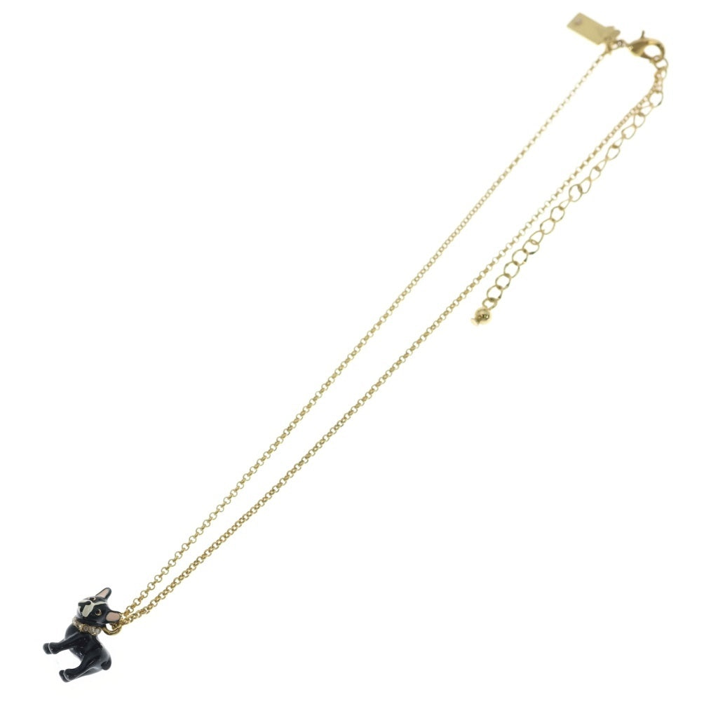 Kate Spade(ケイトスペード) 犬モチーフ フレンチブルドッグ ネックレス ペンダント チェーン ブラック×ゴールド レディース