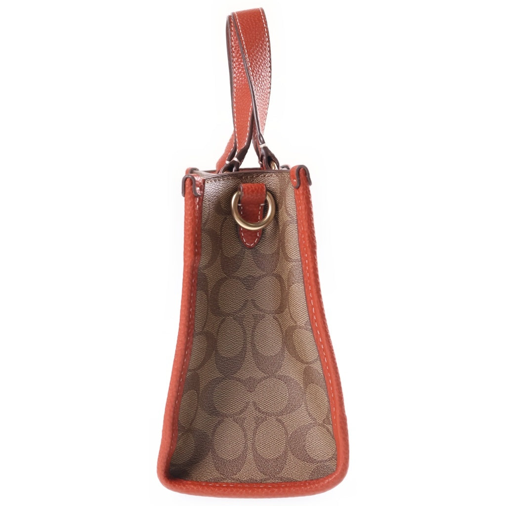 COACH(コーチ) スヌーピーコラボ デンプシー トート 22 2WAYハンドバッグ ショルダーバッグ ブラウン PVC×レザー CE851 ゴールド金具 レディース