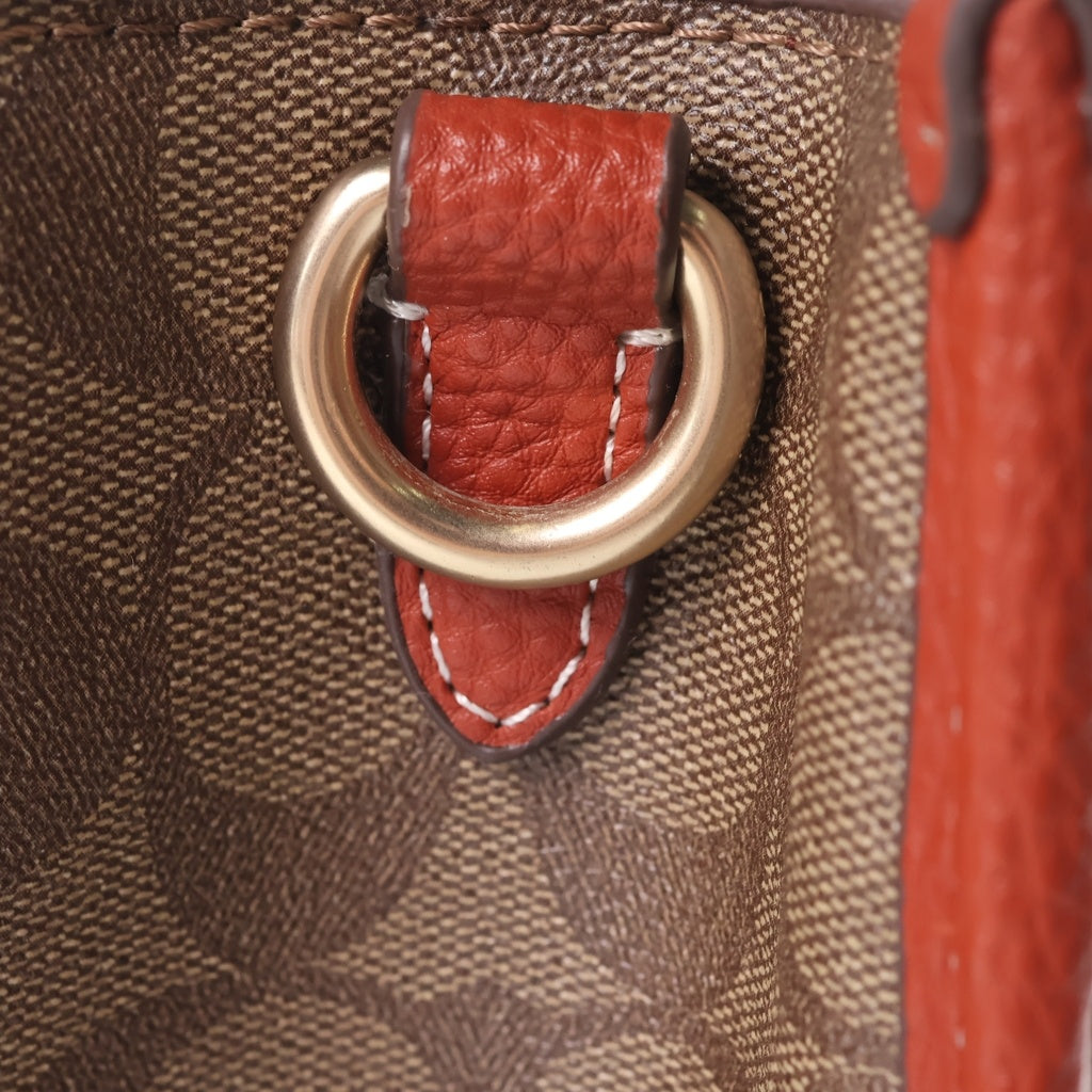 COACH(コーチ) スヌーピーコラボ デンプシー トート 22 2WAYハンドバッグ ショルダーバッグ ブラウン PVC×レザー CE851 ゴールド金具 レディース