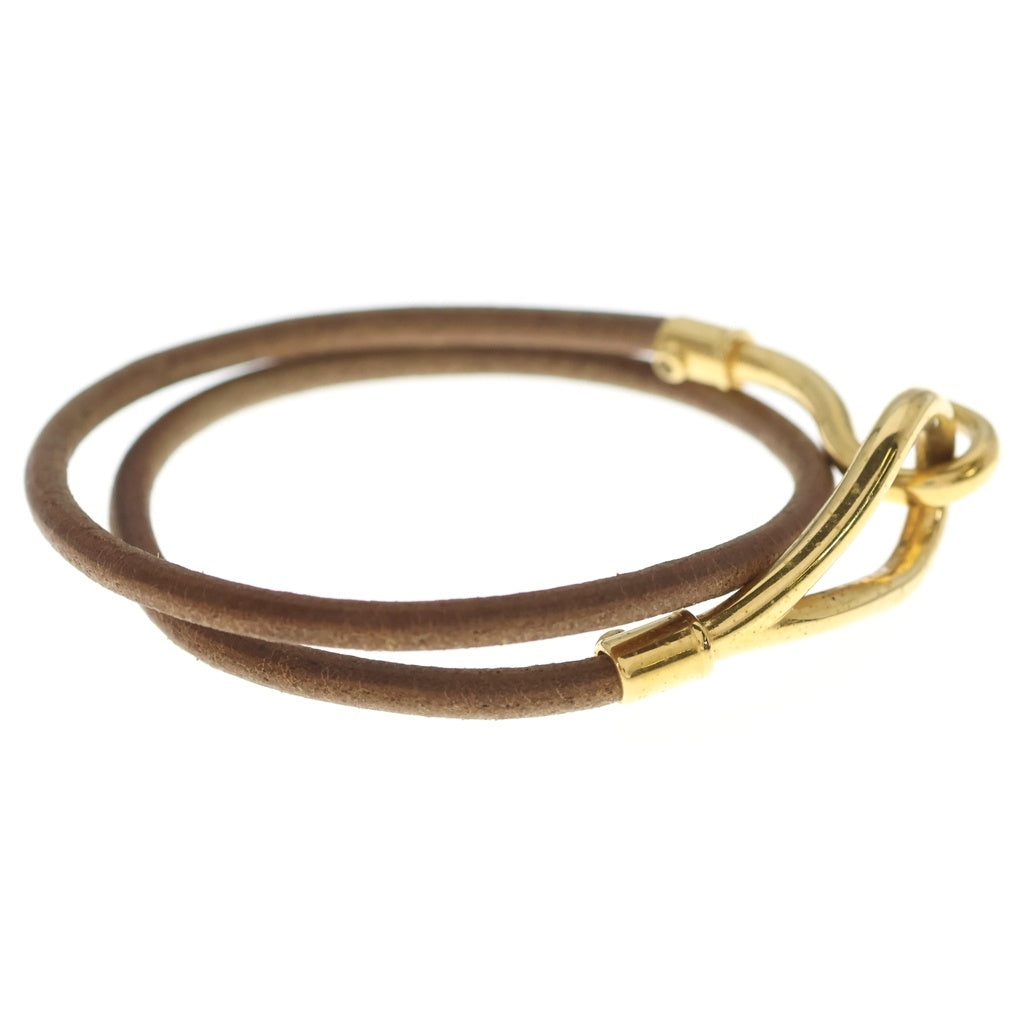 HERMES(エルメス) ジャンボ 2連 ブレスレット ゴールド金具 レザー ブラウン レディース