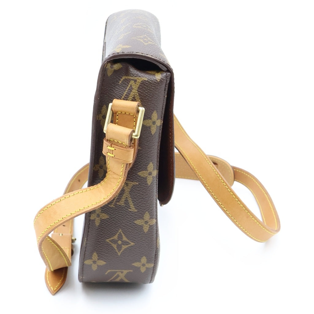 LOUIS VUITTON(ルイヴィトン) モノグラム サンクルーGM ショルダーバッグ ブラウン レザー×PVC M51242 ゴールド金具 レディース