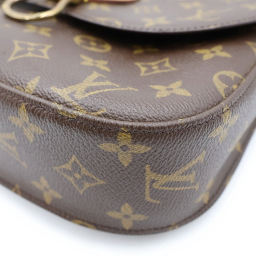 LOUIS VUITTON(ルイヴィトン) モノグラム サンクルーGM ショルダーバッグ ブラウン レザー×PVC M51242 ゴールド金具 レディース
