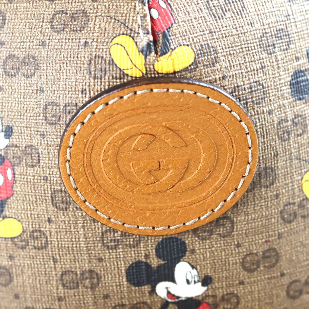 GUCCI(グッチ) ×Disney マイクロGGスプリーム レザー×メッシュ ベースボールキャップ 帽子 #M ブラウン 602979 レディース