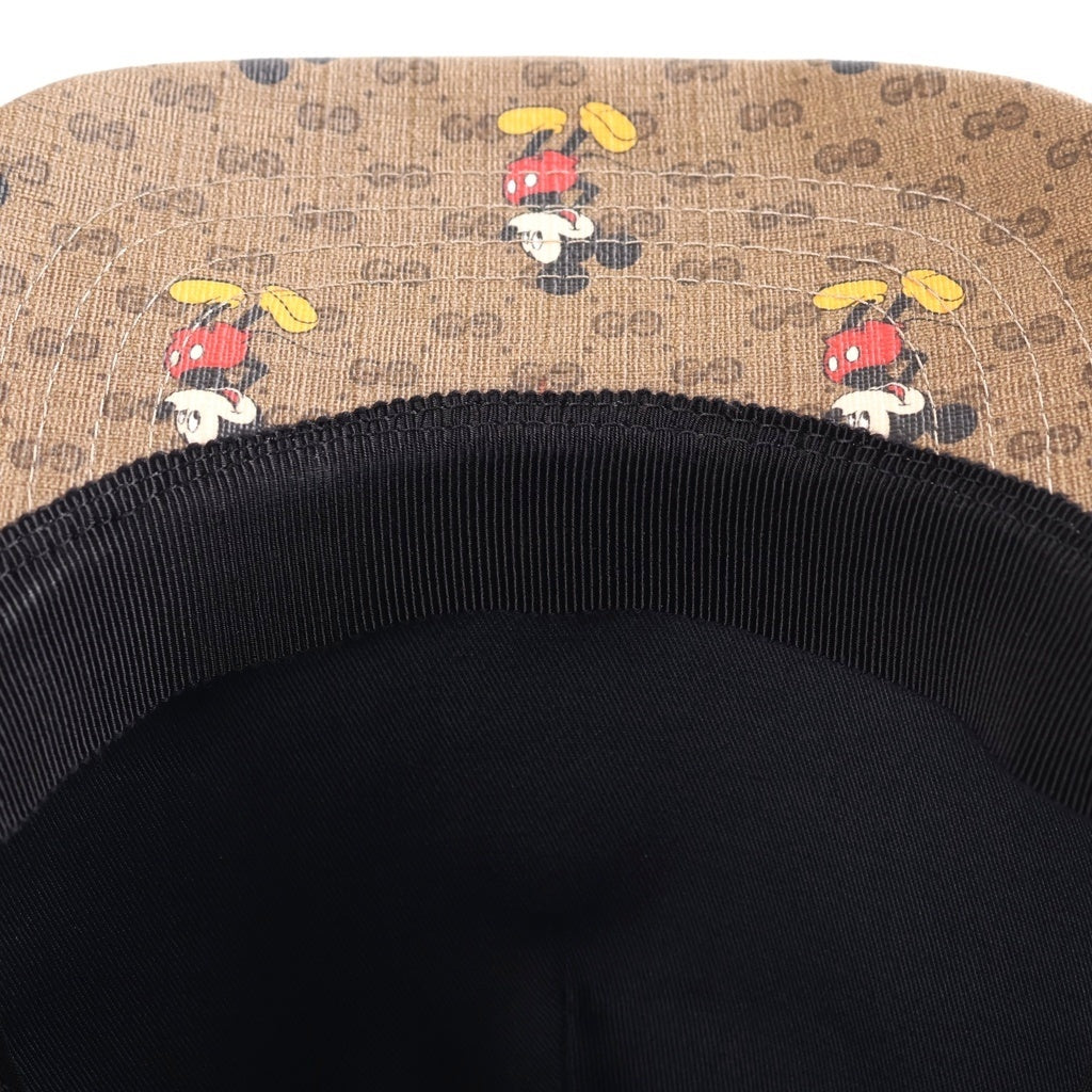 GUCCI(グッチ) ×Disney マイクロGGスプリーム レザー×メッシュ ベースボールキャップ 帽子 #M ブラウン 602979 レディース