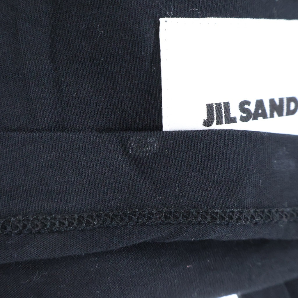 JIL SANDER +(ジルサンダープラス) 裾ロゴ コットン クルーネック 長袖 Tシャツ カットソー #S ブラック J40GC0002 J45048 レディース