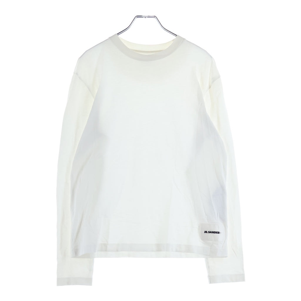 JIL SANDER +(ジルサンダープラス) 裾ロゴ コットン クルーネック 長袖 Tシャツ カットソー #S ホワイト J40GC0002 J45048 レディース