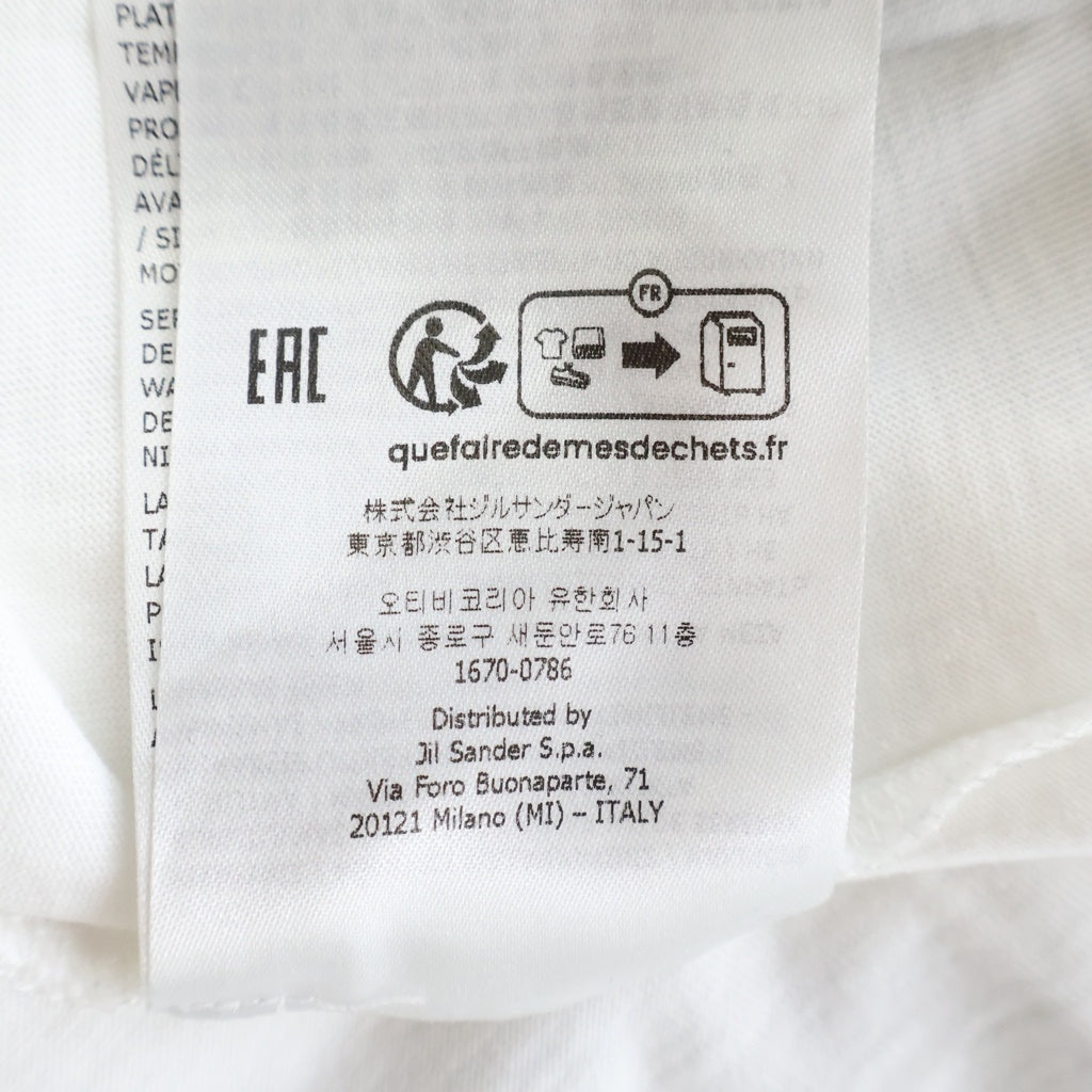 JIL SANDER +(ジルサンダープラス) 裾ロゴ コットン クルーネック 長袖 Tシャツ カットソー #S ホワイト J40GC0002 J45048 レディース