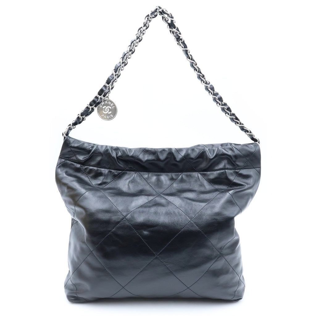 CHANEL(シャネル) シャネル22 スモール 巾着バッグ チェーンハンドバッグ ショルダーバッグ ブラック カーフスキン AS3260 シルバー金具 レディース