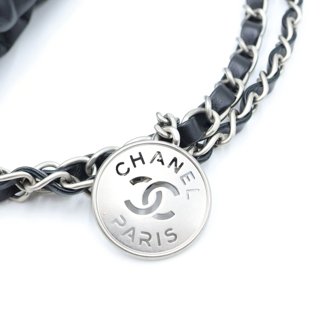 CHANEL(シャネル) シャネル22 スモール 巾着バッグ チェーンハンドバッグ ショルダーバッグ ブラック カーフスキン AS3260 シルバー金具 レディース