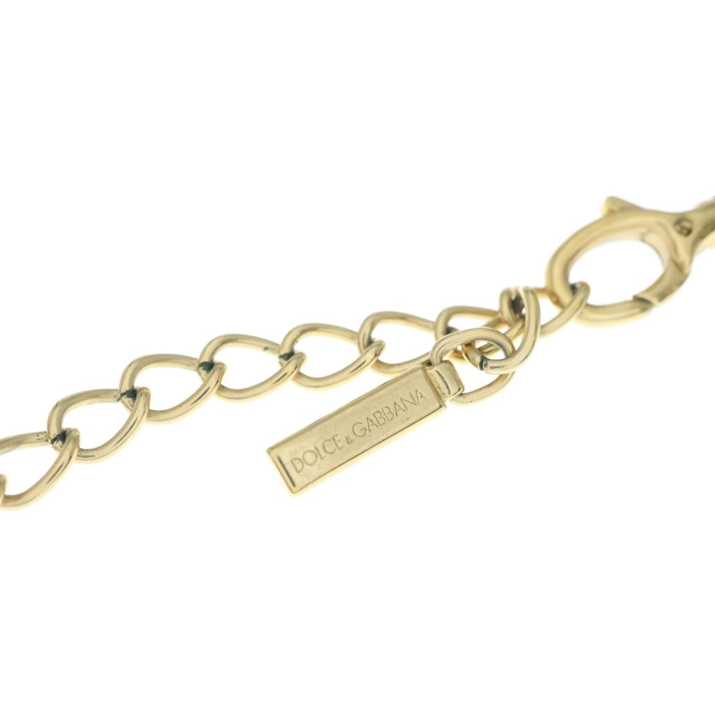 DOLCE & GABBANA(ドルチェアンドガッバーナ) ネックレス ペンダント ゴールド チェーン レザー×GP
