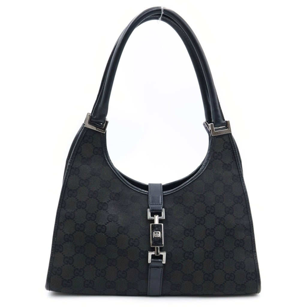GUCCI(グッチ) ジャッキーライン ショルダーバッグ ハンドバック GGキャンバス レザー ブラック 01719 レディース