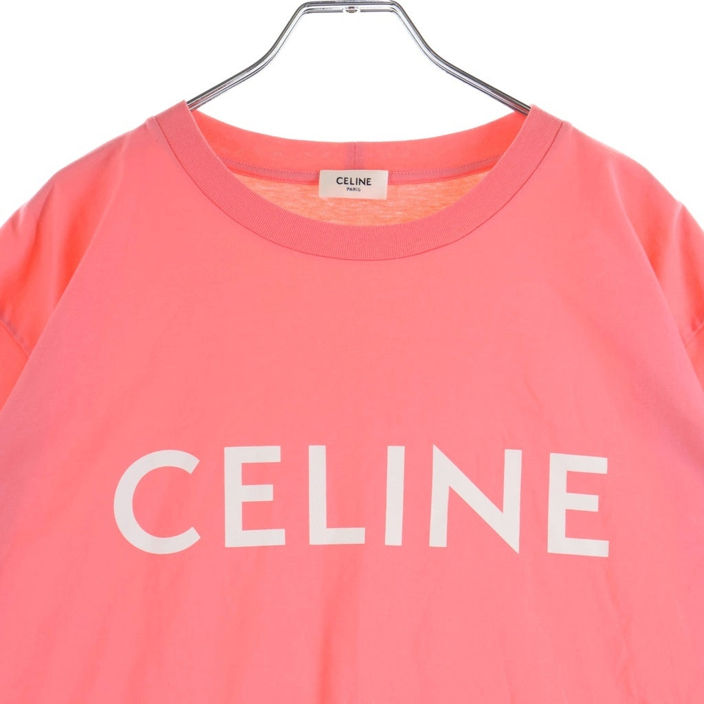 CELINE(セリーヌ) ロゴプリント コットンジャージー ルーズ 半袖Tシャツ カットソー ピンク 2X681671Q レディース