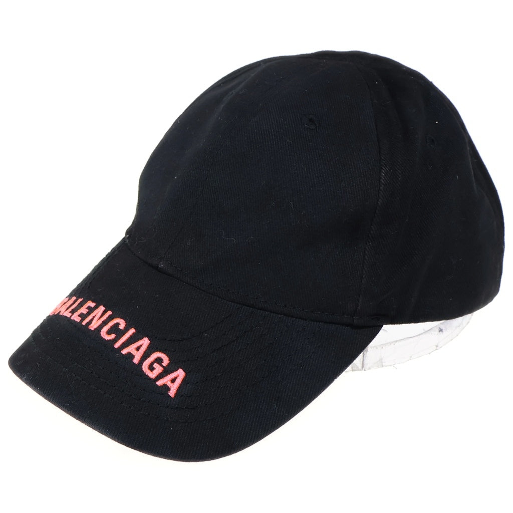 BALENCIAGA(バレンシアガ) ロゴ刺繍 6パネル ベースボール キャップ ブラック/ピンク レディース