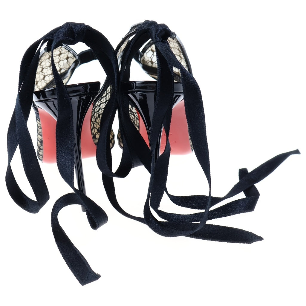 CHRISTIAN LOUBOUTIN(クリスチャンルブタン) レース リボン パテントレザー ヒール パンプス シューズ ブラック レディース