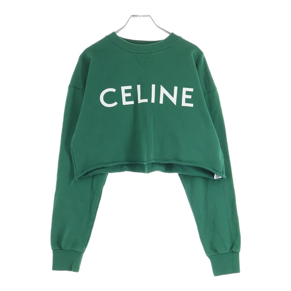 CELINE(セリーヌ) ロゴプリント クロップド スウェットトレーナー グリーン レディース 2Y796670Q