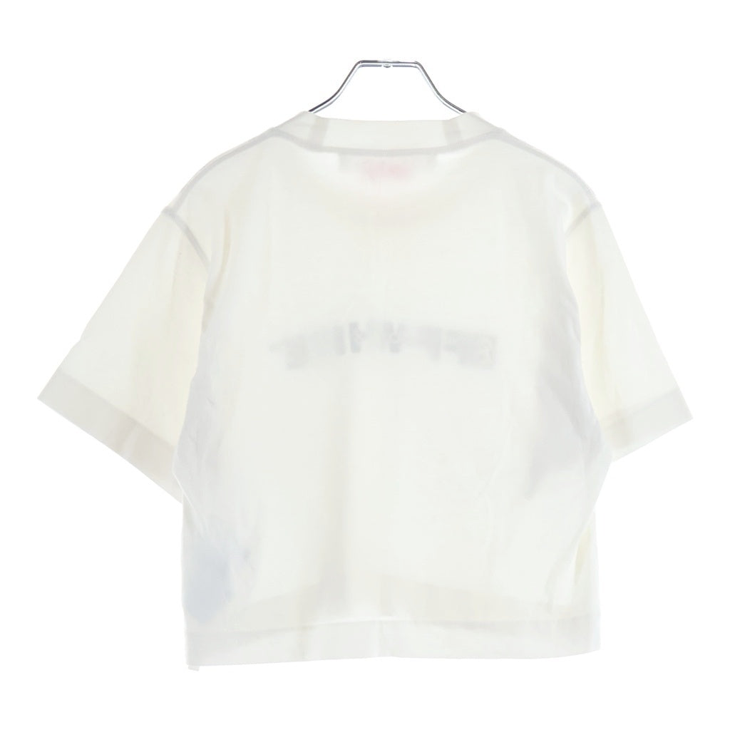 OFF-WHITE(オフホワイト) ラインストーン ロゴプリント クロップド 半袖 Tシャツ カットソー ホワイト レディース OWAA090S22JER002