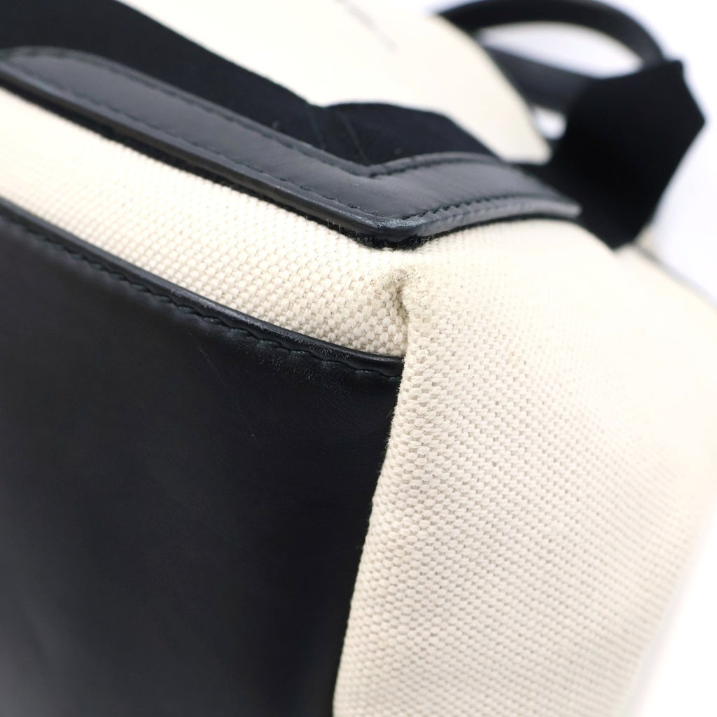 BALENCIAGA(バレンシアガ) ネイビーカバス S ハンドバッグ キャンバス ホワイト ブラック 339933 レディース