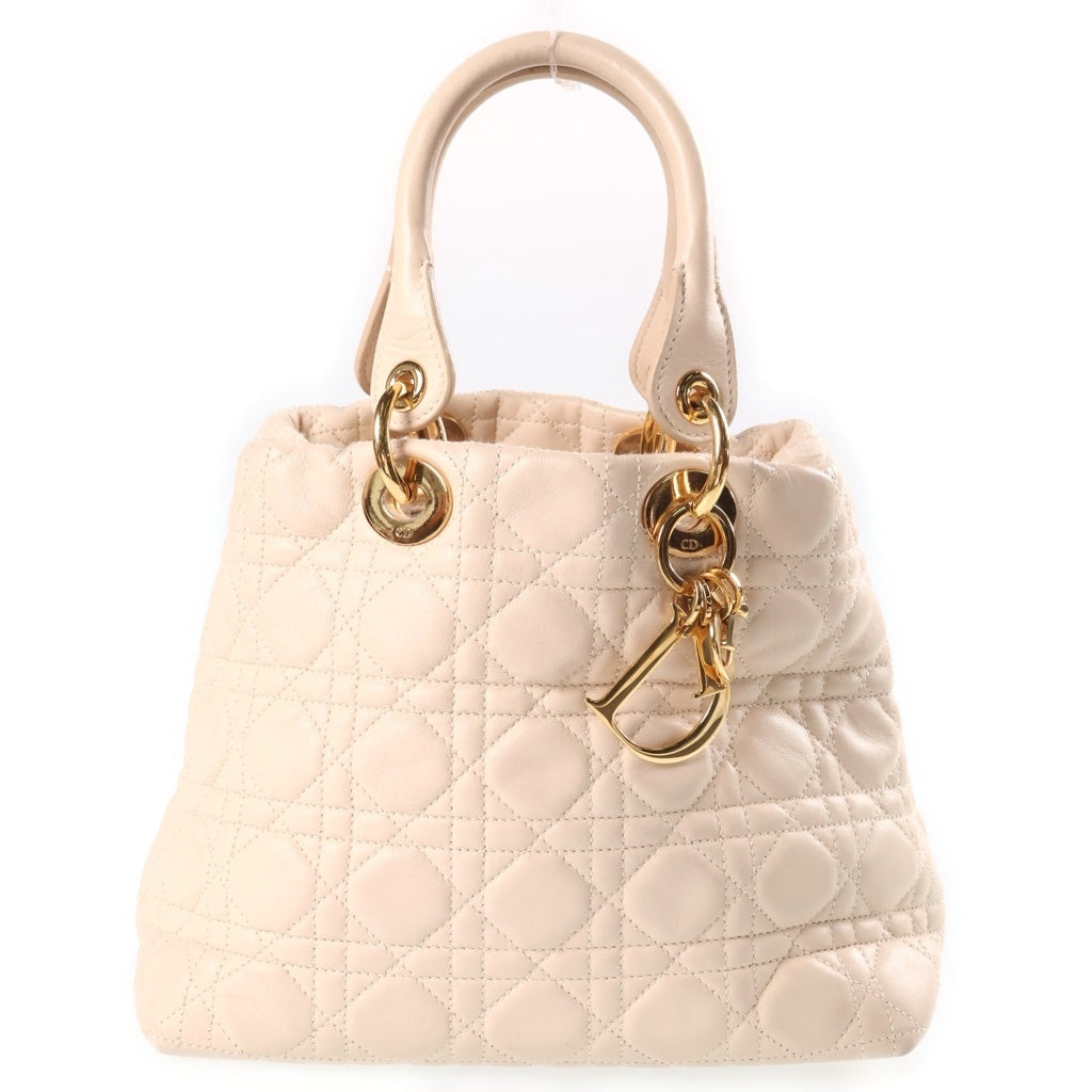 Christian Dior(クリスチャンディオール) レディディオール カナージュ ハンドバッグ ベージュ レザー レディース