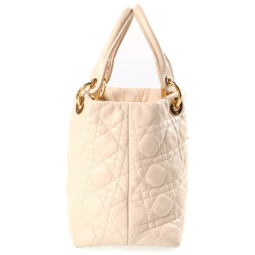 Christian Dior(クリスチャンディオール) レディディオール カナージュ ハンドバッグ ベージュ レザー レディース