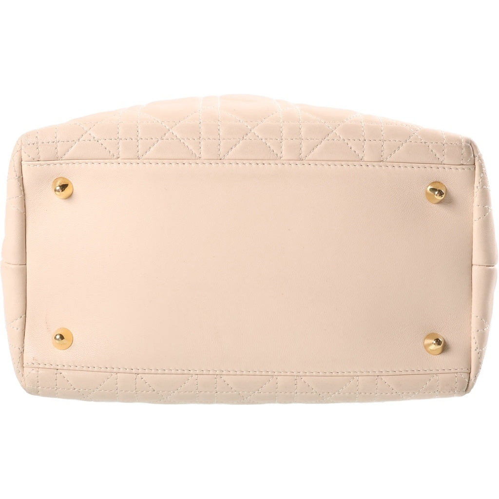 Christian Dior(クリスチャンディオール) レディディオール カナージュ ハンドバッグ ベージュ レザー レディース