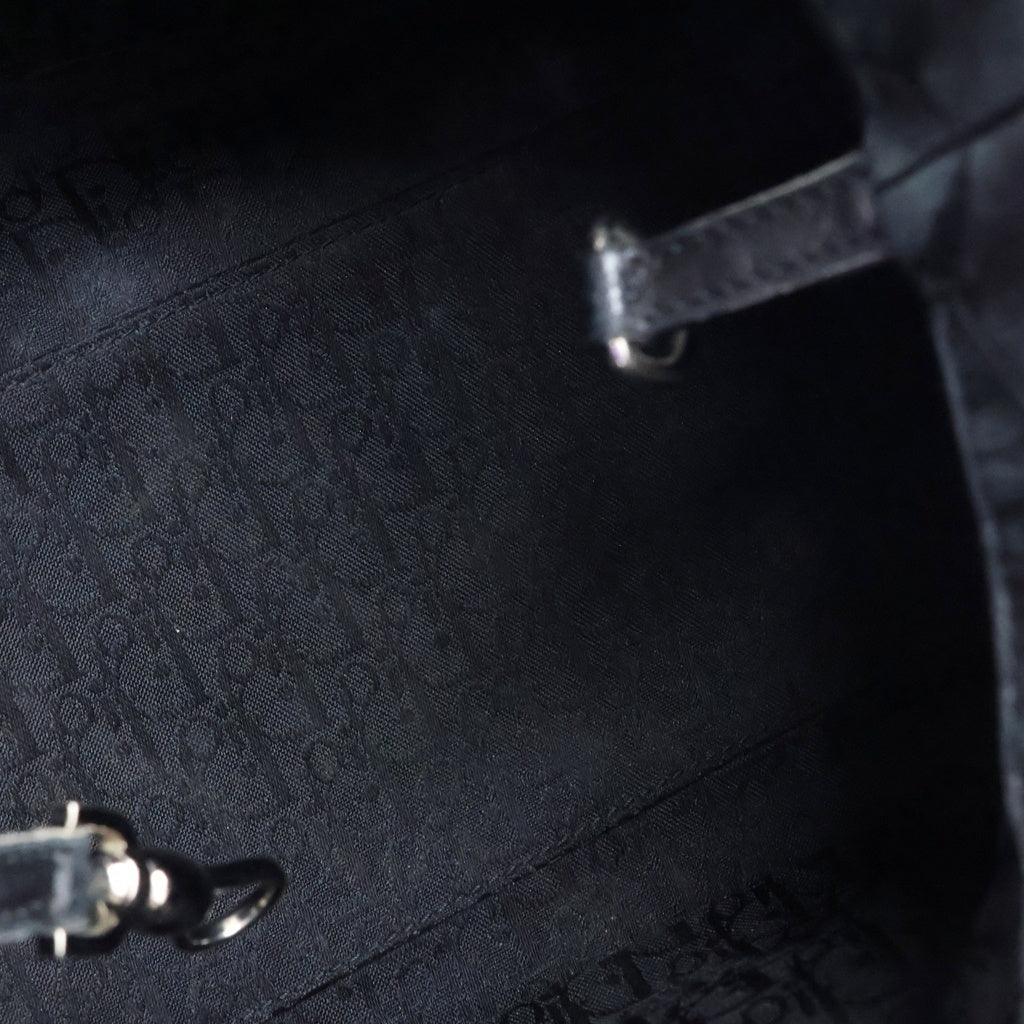 Christian Dior(クリスチャンディオール) カナージュ ハンドバッグ ブラック レザー シルバー金具 レディース