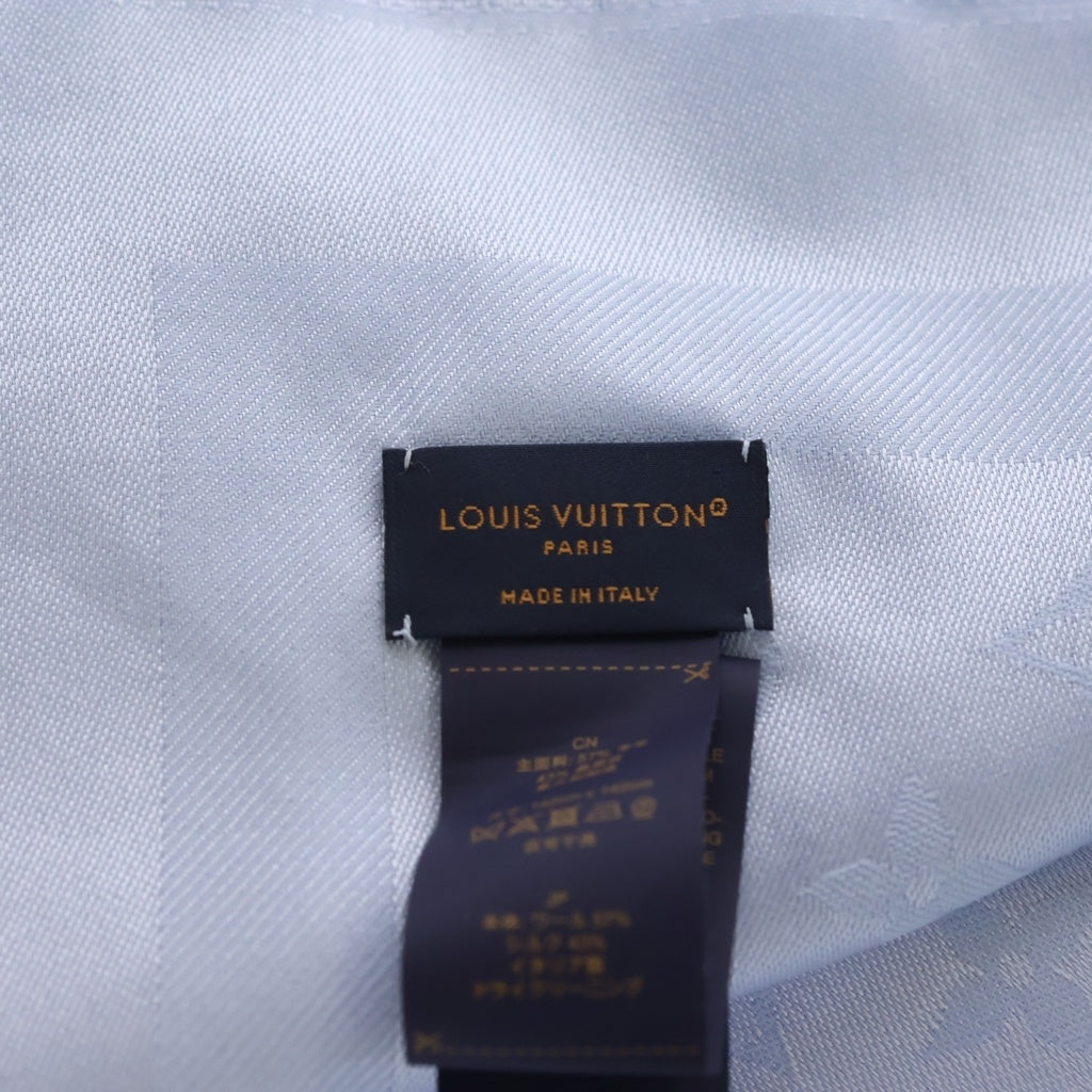 LOUIS VUITTON(ルイヴィトン) モノグラム クラシック ショール ウール×シルク ジャカード ストール ブルーシエル M97490 レディース