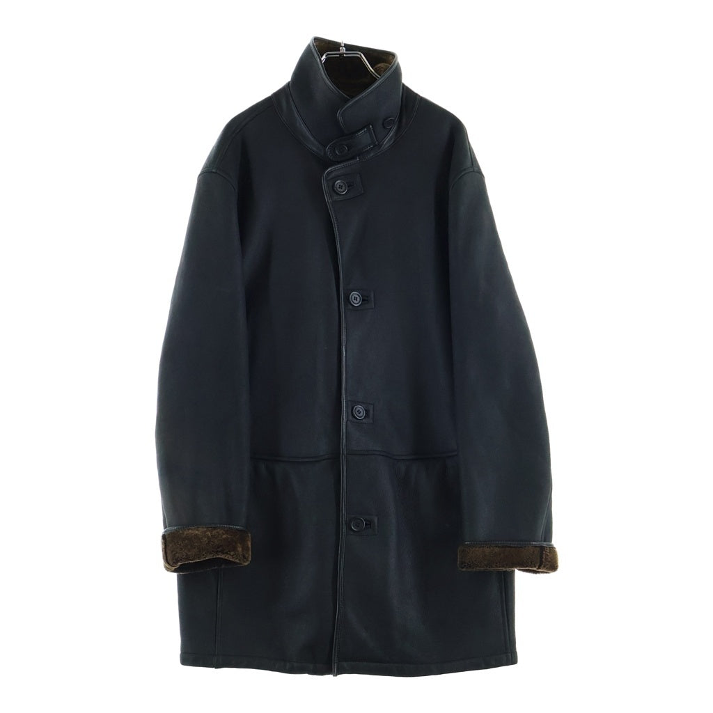 Ermenegildo Zegna(エルメネジルドゼニア) ムートンレザー シアリング ロングジャケット コート ブラック/ブラウン