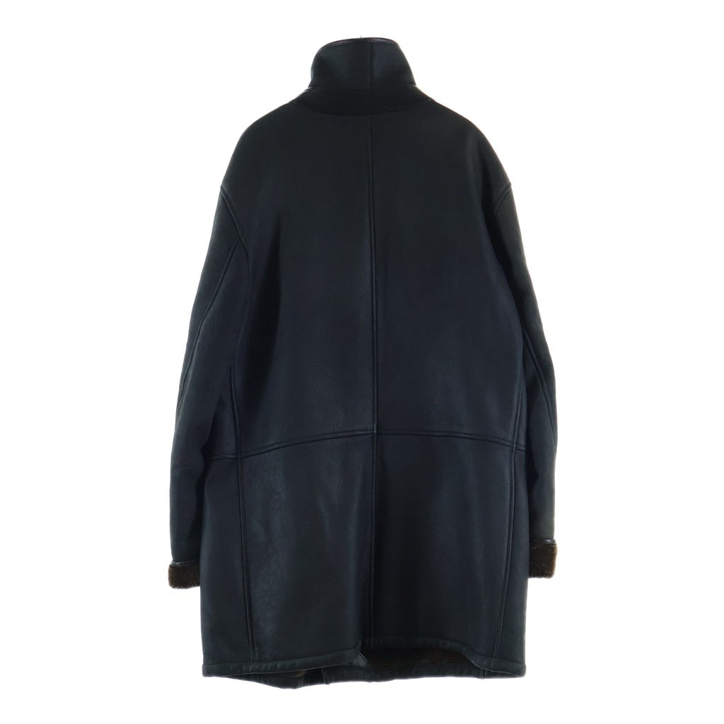 Ermenegildo Zegna(エルメネジルドゼニア) ムートンレザー シアリング ロングジャケット コート ブラック/ブラウン