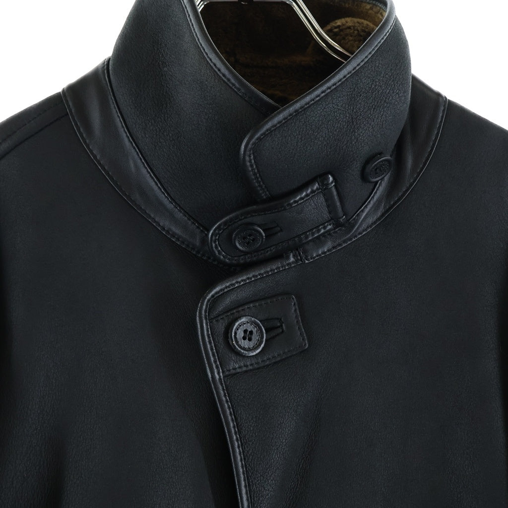 Ermenegildo Zegna(エルメネジルドゼニア) ムートンレザー シアリング ロングジャケット コート ブラック/ブラウン
