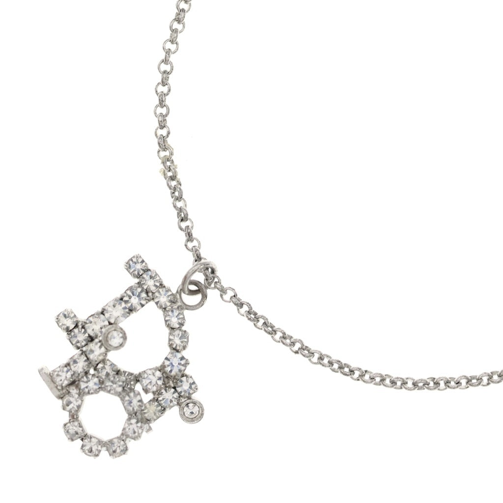 Christian Dior(クリスチャンディオール) ロゴ ネックレス ラインストーン シルバー レディース