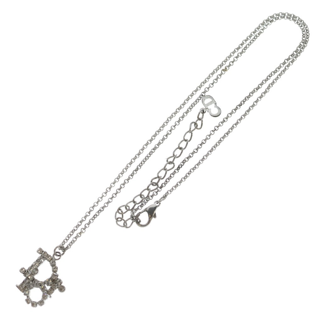 Christian Dior(クリスチャンディオール) ロゴ ネックレス ラインストーン シルバー レディース