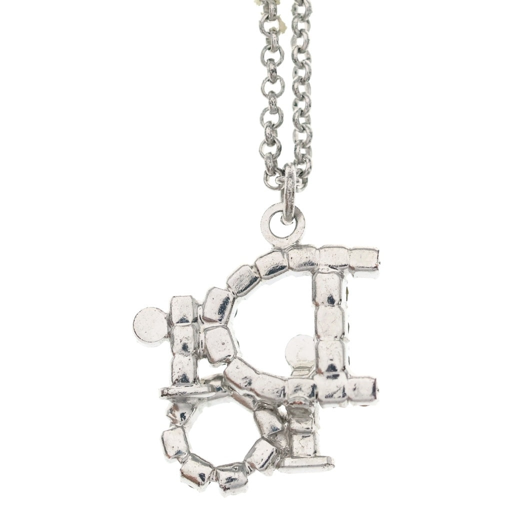 Christian Dior(クリスチャンディオール) ロゴ ネックレス ラインストーン シルバー レディース