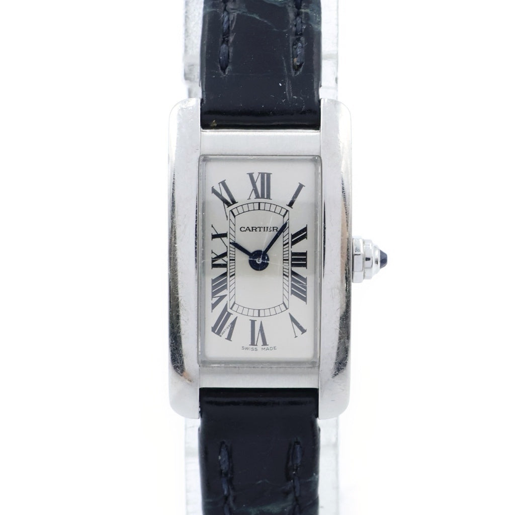 Cartier(カルティエ) タンクアメリカン ミニ 腕時計 ウォッチ シルバー文字盤 SS/QZ クォーツ ブラック/シルバー WSTA0032 レディース