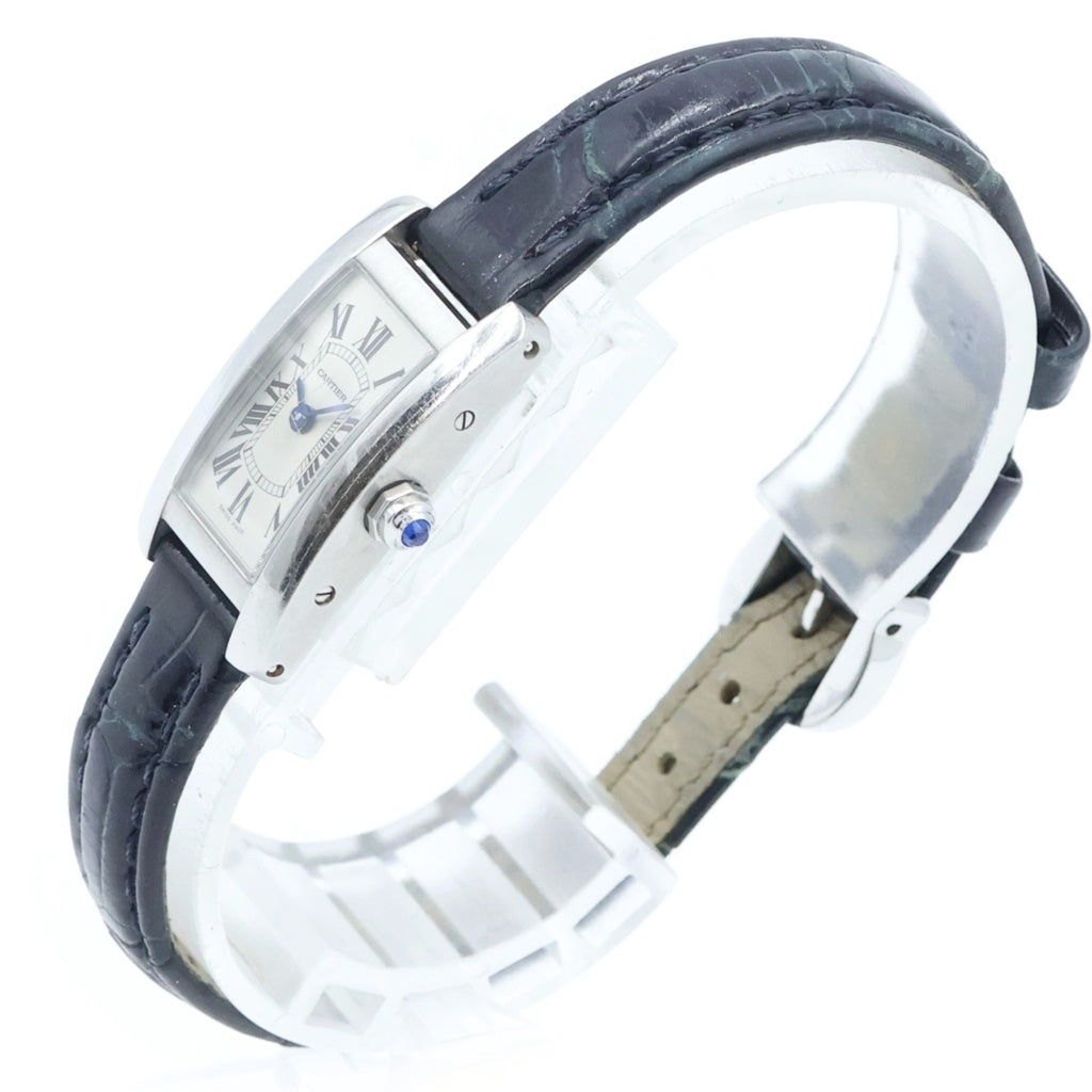 Cartier(カルティエ) タンクアメリカン ミニ 腕時計 ウォッチ シルバー文字盤 SS/QZ クォーツ ブラック/シルバー WSTA0032 レディース