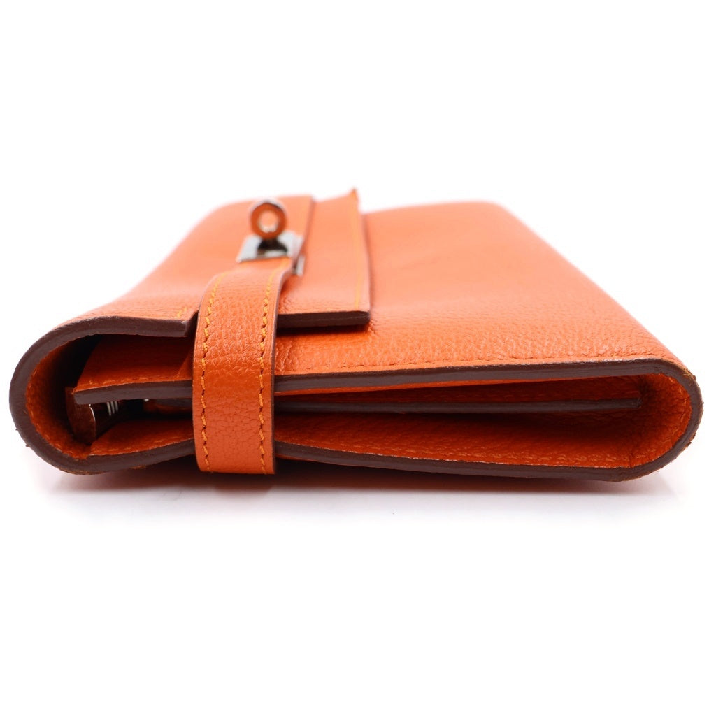 HERMES(エルメス) ケリーウォレット 長財布 シルバー金具 X刻印 シェーブル オレンジ レディース