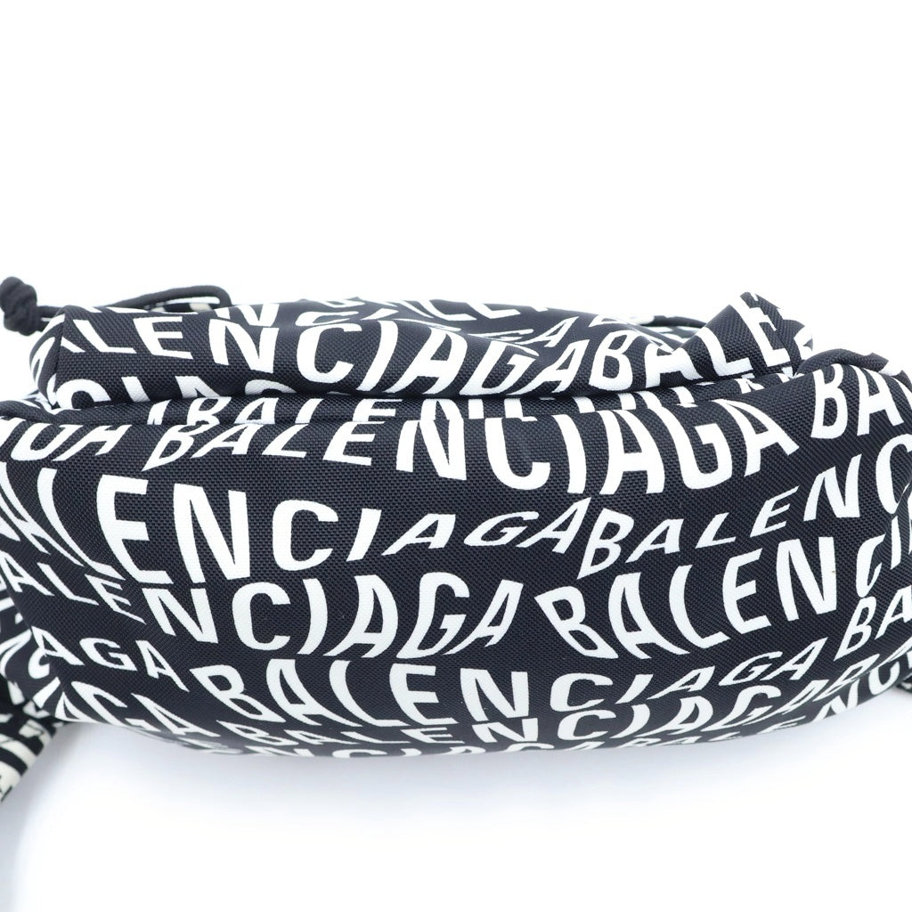 BALENCIAGA(バレンシアガ) ロゴ ボディバッグ ウエストバック ウィール ナイロン ブラック/ホワイト 533009