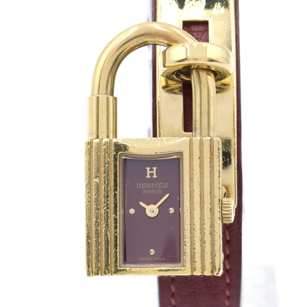 HERMES(エルメス) ケリーウォッチ ブラウン文字盤 GP クォーツ GP×革/QZ 〇Y刻印 腕時計 レディース