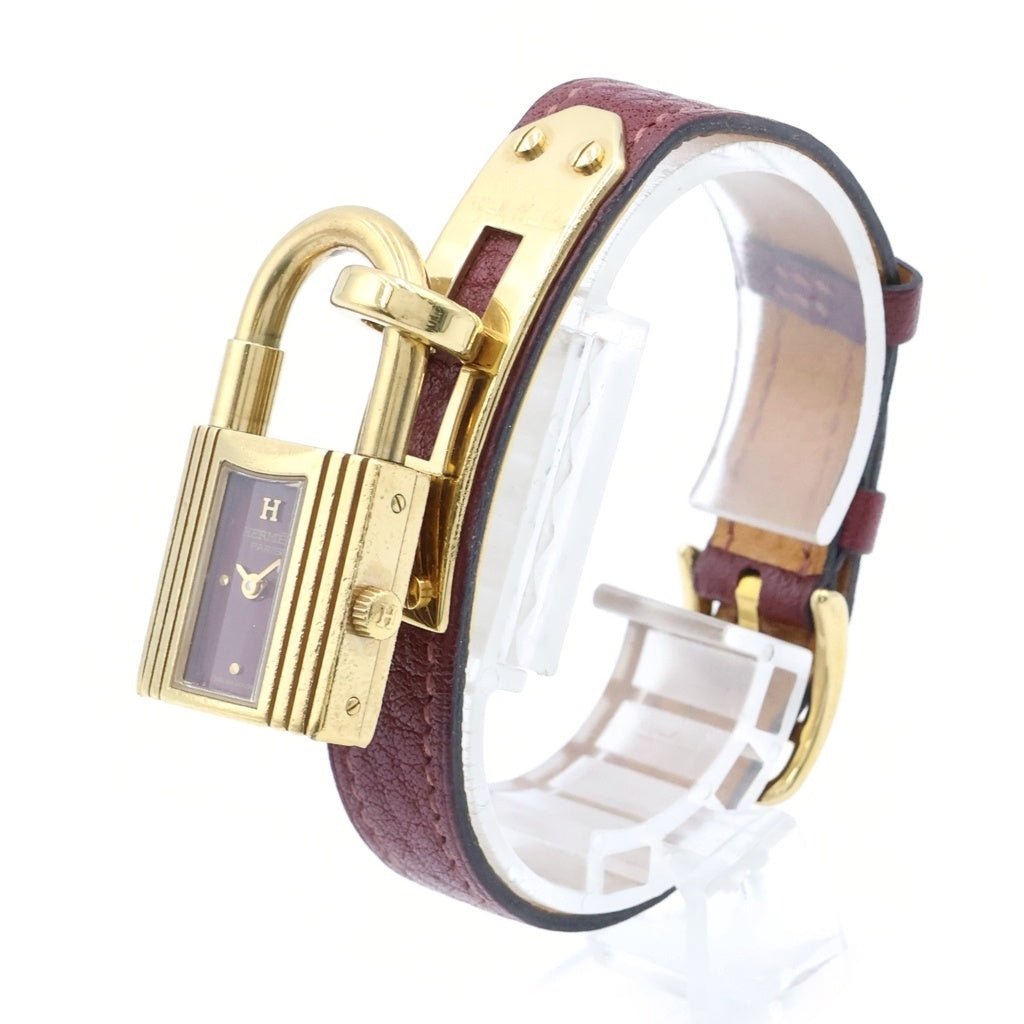 HERMES(エルメス) ケリーウォッチ ブラウン文字盤 GP クォーツ GP×革/QZ 〇Y刻印 腕時計 レディース
