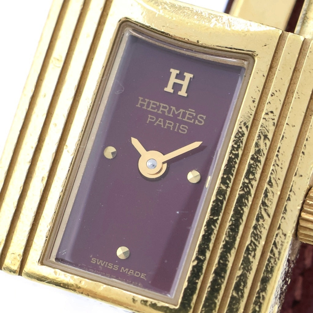 HERMES(エルメス) ケリーウォッチ ブラウン文字盤 GP クォーツ GP×革/QZ 〇Y刻印 腕時計 レディース