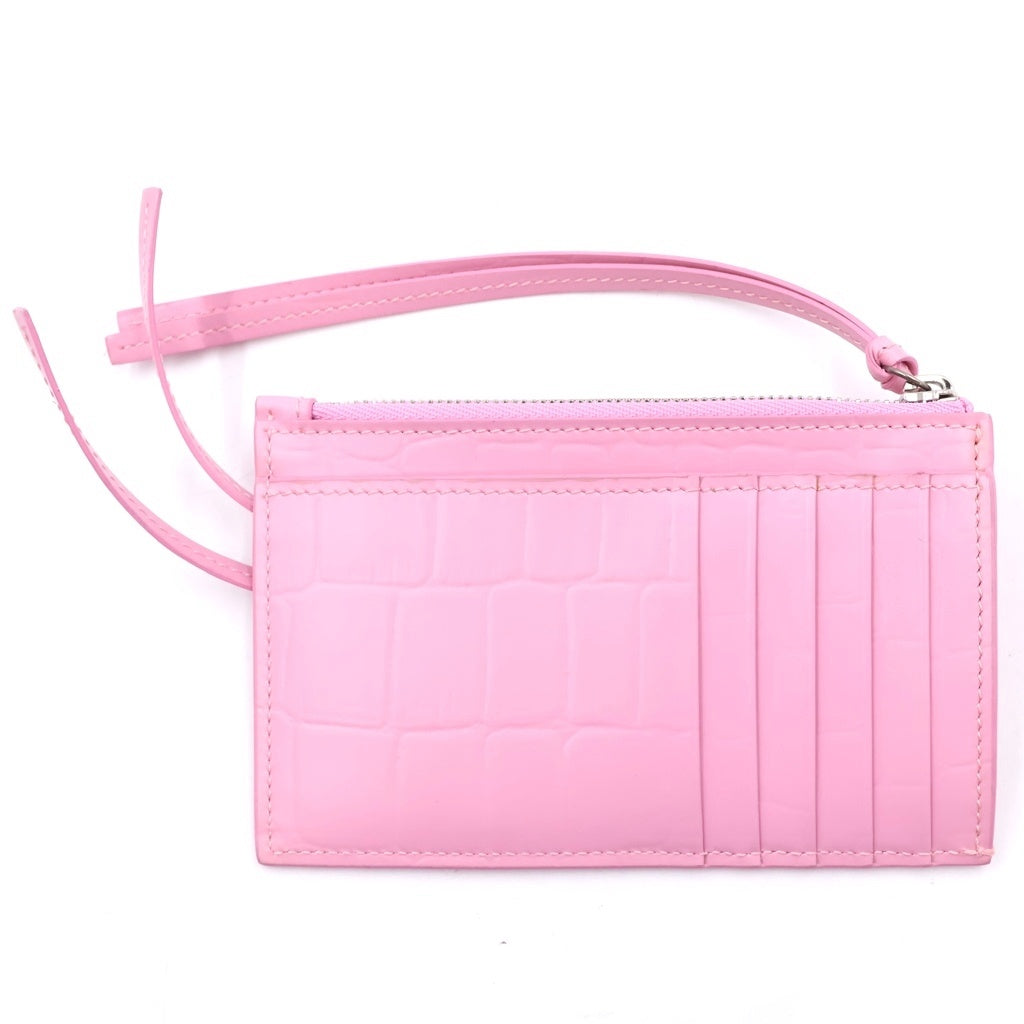 BALENCIAGA(バレンシアガ) ネオクラシック フラグメントケース コインケース クロコ型押し レザー ピンク 640110