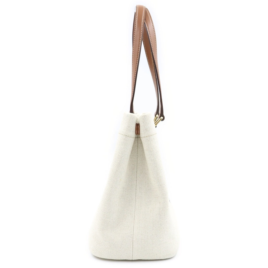 PRADA(プラダ) トートバッグ ロゴ キャンバス レザー ホワイト/ブラウン 1BG413 レディース
