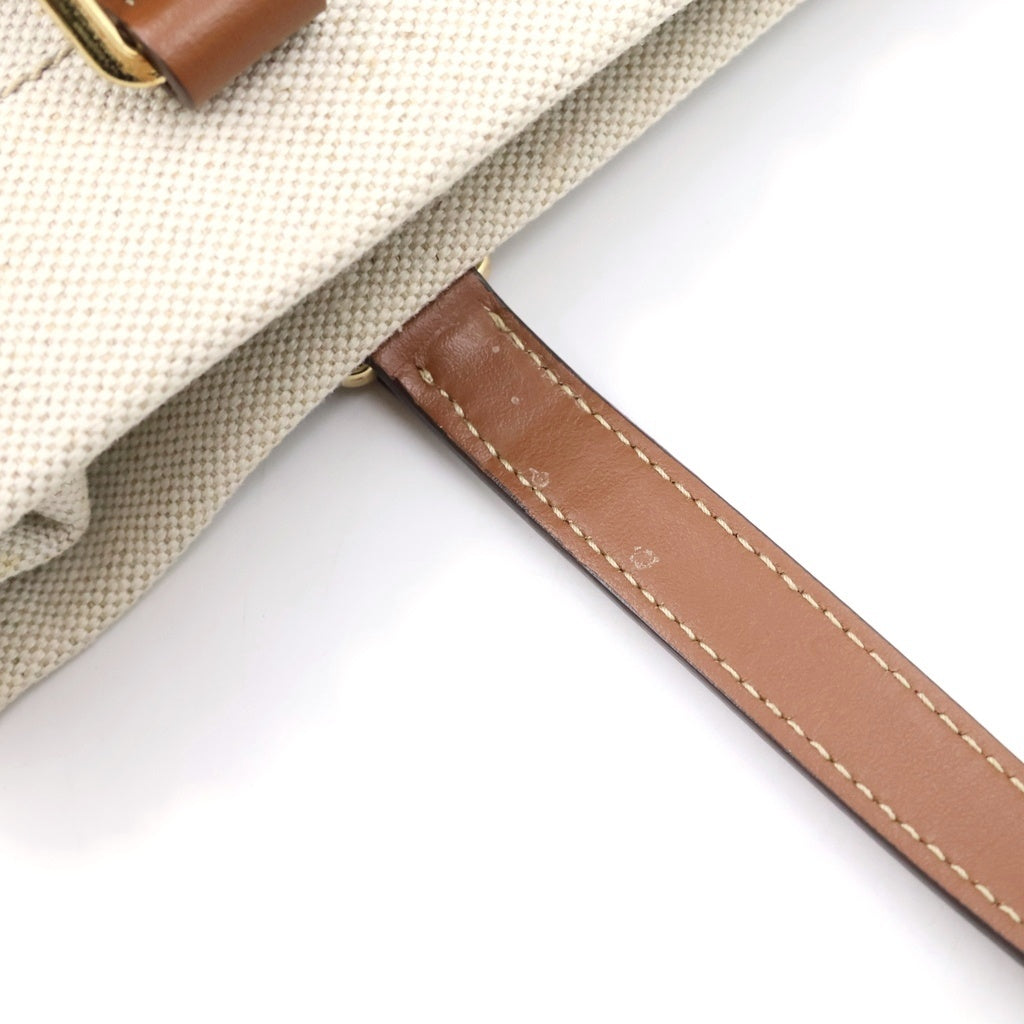 PRADA(プラダ) トートバッグ ロゴ キャンバス レザー ホワイト/ブラウン 1BG413 レディース