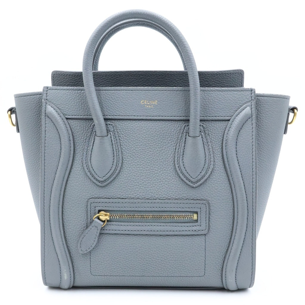 CELINE(セリーヌ) ラゲージ ナノショッパー ハンドバック 2way レザー グレー レディース